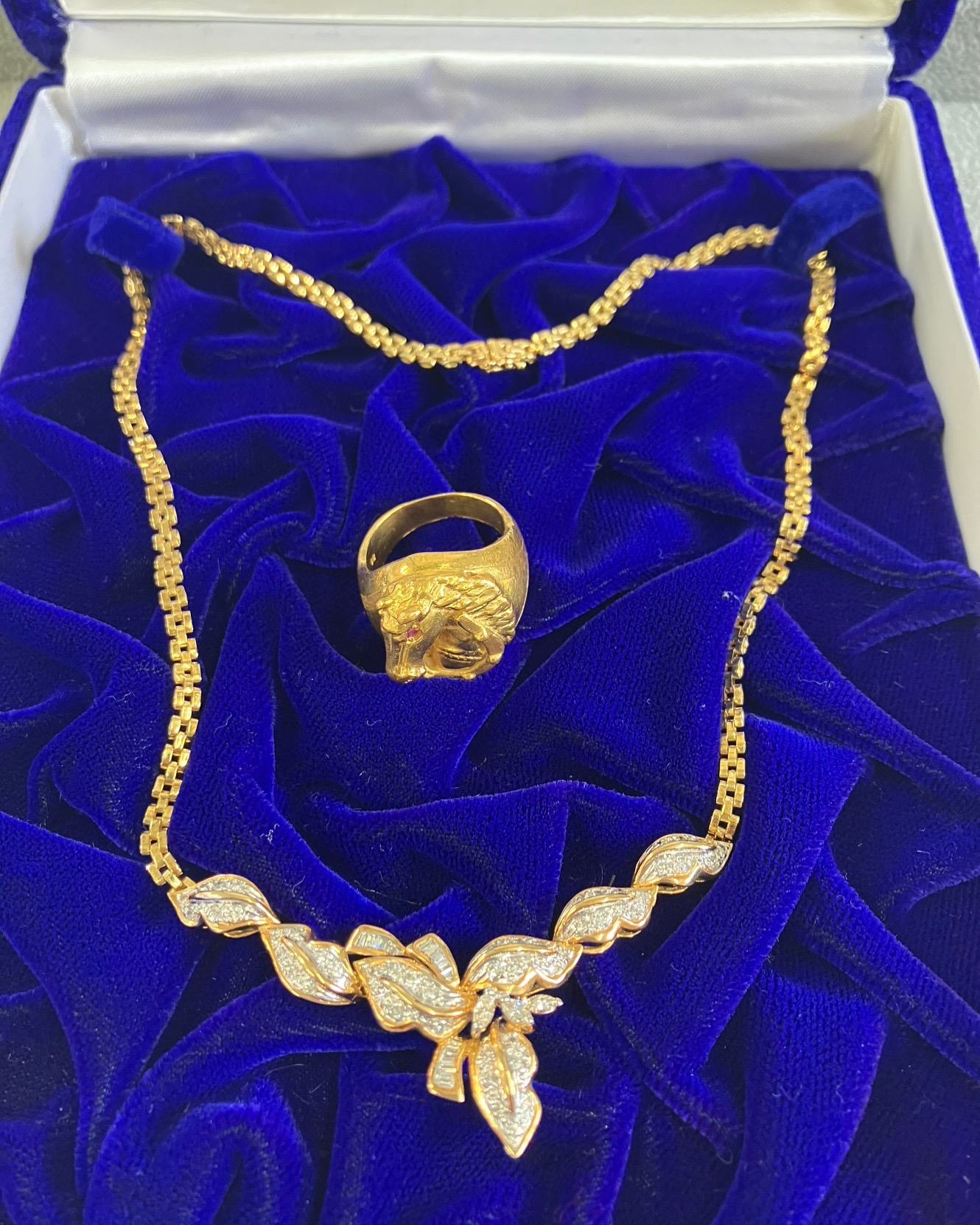 k24リング/K18ダイヤ付きネックレス